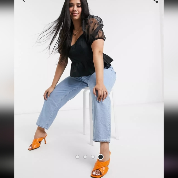 ASOS Design Curve top with spot organza sleeves - Picture 3 of 3